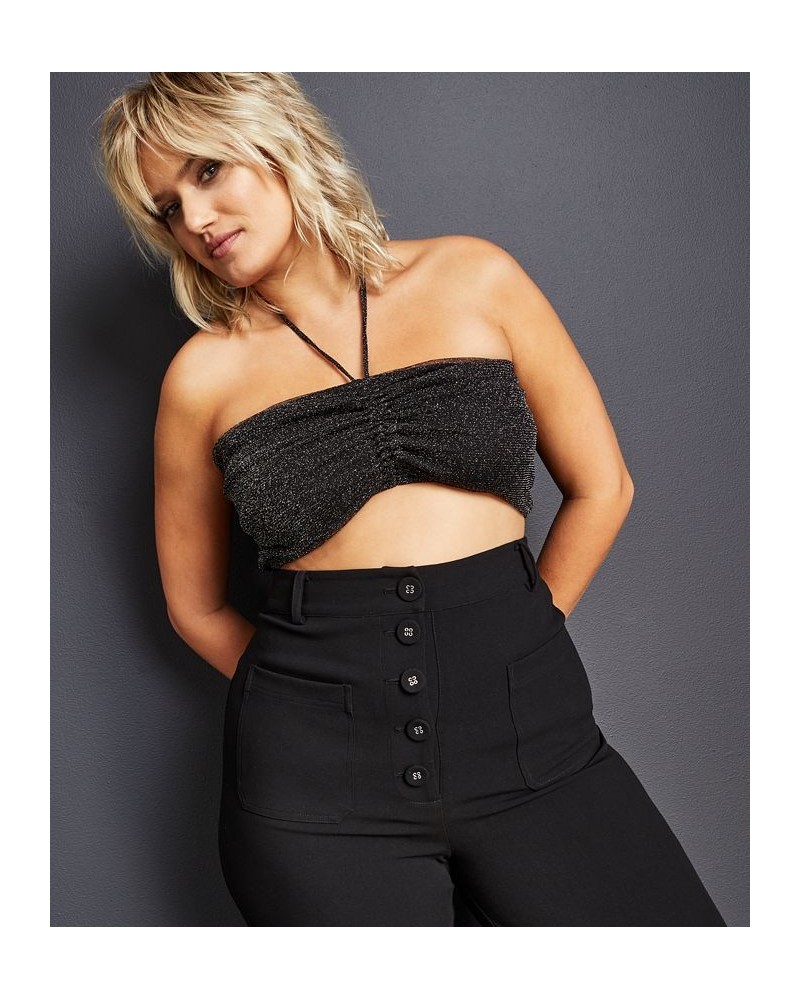 Women's Metallic Threaded Tube Top Black $21.67 Tops