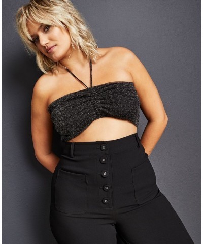 Women's Metallic Threaded Tube Top Black $21.67 Tops