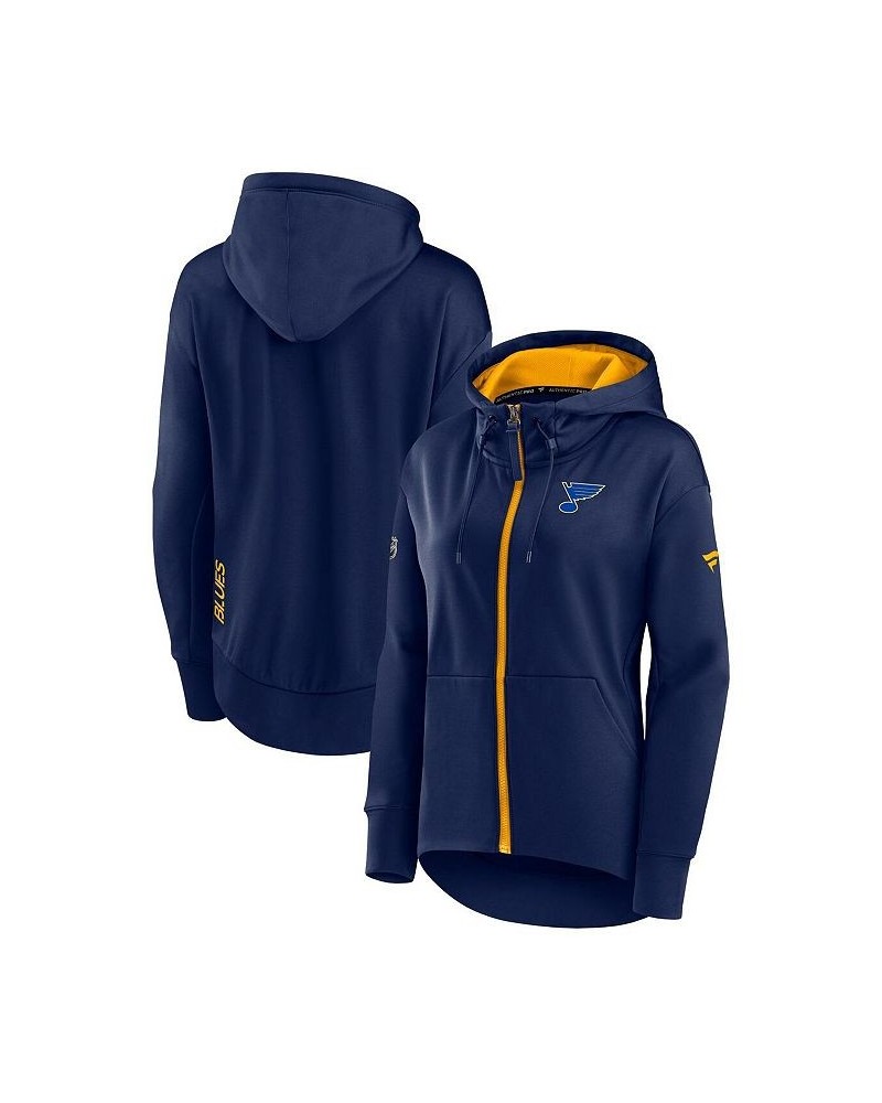 Women's Branded Navy St. Louis Blues Authentic Pro Rink Full-Zip Hoodie Navy $44.00 Sweatshirts