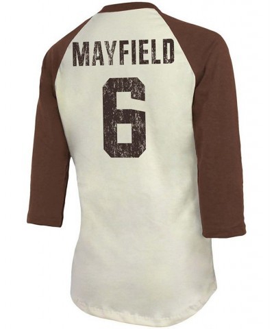 Women's Baker Mayfield Cream Brown Cleveland Browns Player Raglan Name Number 3/4 Sleeve T-shirt Cream, Brown $23.20 Tops