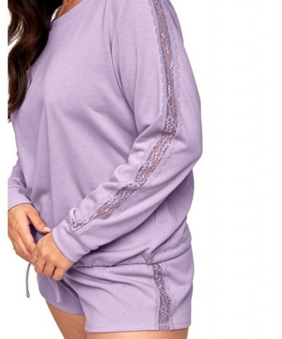 Alexia Women's Plus-Size Sweatshirt & Short Loungewear Set Medium purple $29.38 Sleepwear