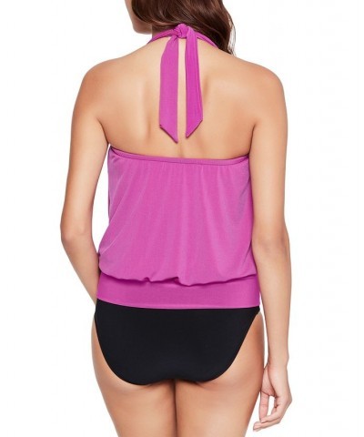 Drape Solid Debbie Halter Tankini Top Hibiscus $40.92 Swimsuits