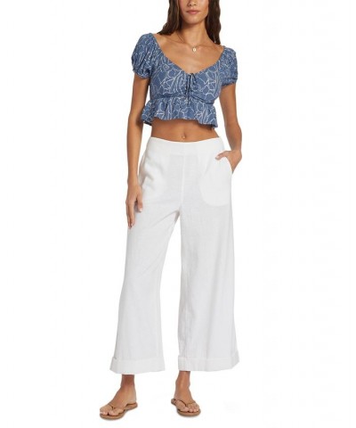 Juniors' Senorita Smile Wide-Leg Pull-On Pants Snow White $27.52 Pants