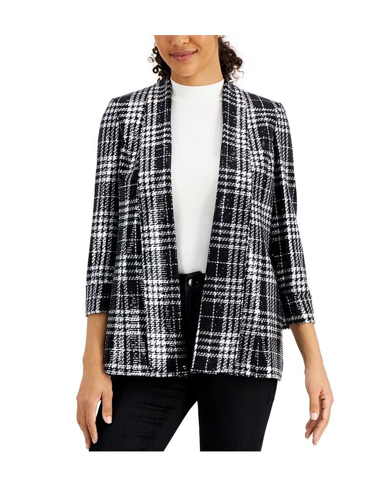 Plaid Open-Front Blazer Black/silver $41.34 Jackets