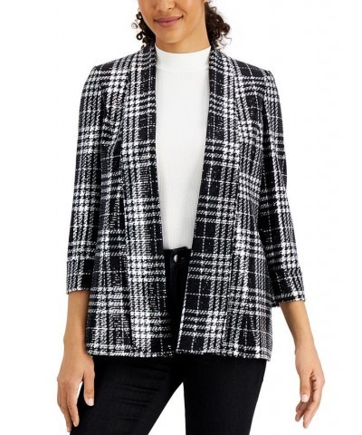 Plaid Open-Front Blazer Black/silver $41.34 Jackets