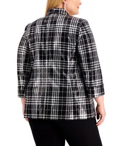 Plaid Open-Front Blazer Black/silver $41.34 Jackets