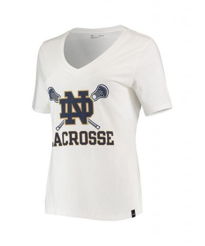 Women's White Notre Dame Fighting Irish Lacrosse V-Neck T-shirt White $23.19 Tops