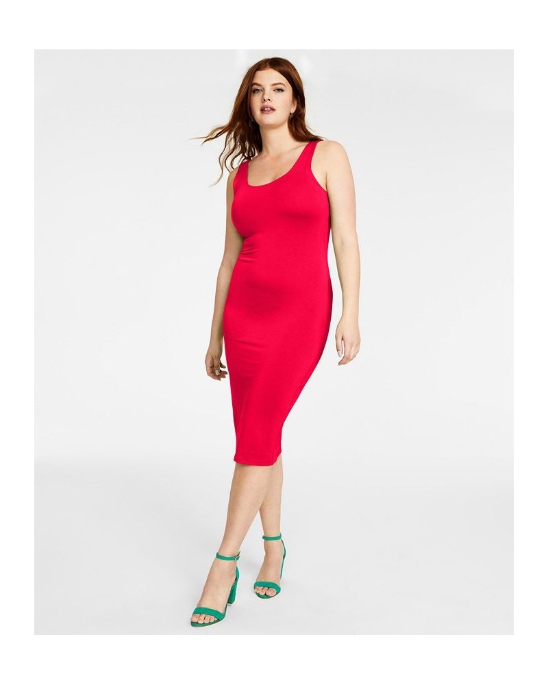 Bodycon Scoop-Neck Midi Dress Pink $11.17 Dresses