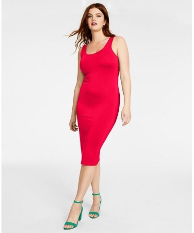 Bodycon Scoop-Neck Midi Dress Pink $11.17 Dresses