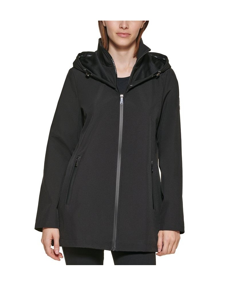 Women's Hooded Raincoat Black $38.54 Coats