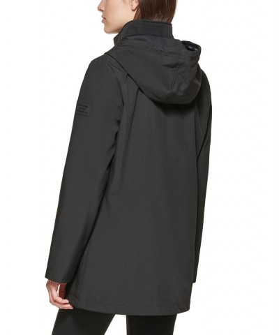 Women's Hooded Raincoat Black $38.54 Coats