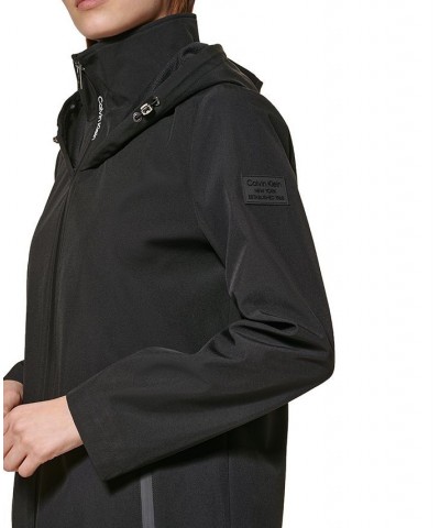 Women's Hooded Raincoat Black $38.54 Coats