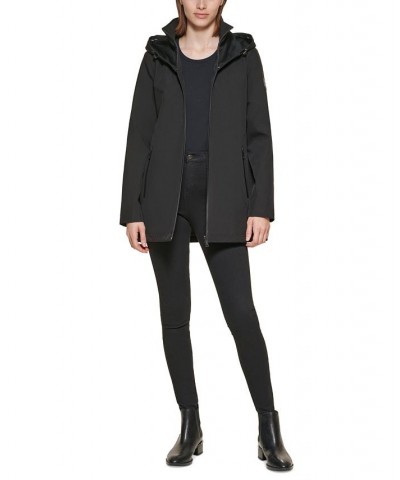 Women's Hooded Raincoat Black $38.54 Coats