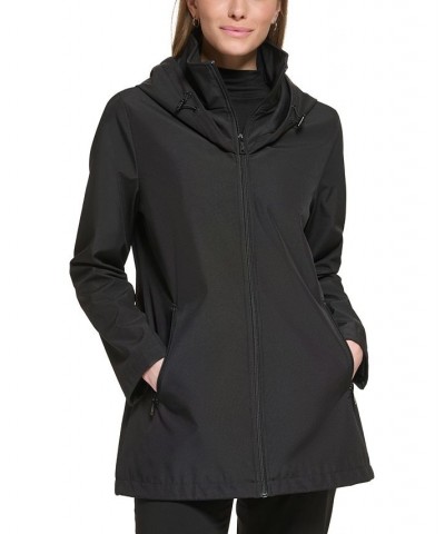 Women's Hooded Raincoat Black $38.54 Coats