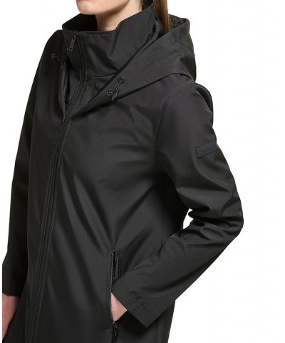 Women's Hooded Raincoat Black $38.54 Coats