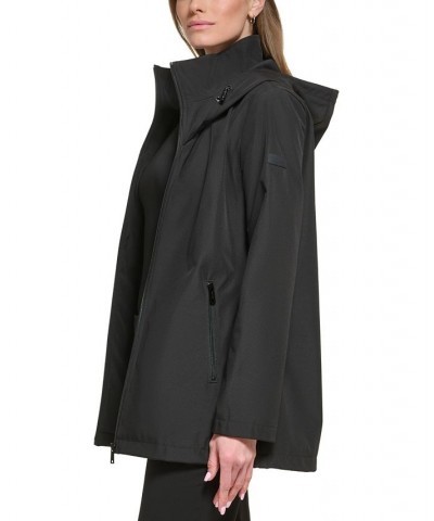 Women's Hooded Raincoat Black $38.54 Coats