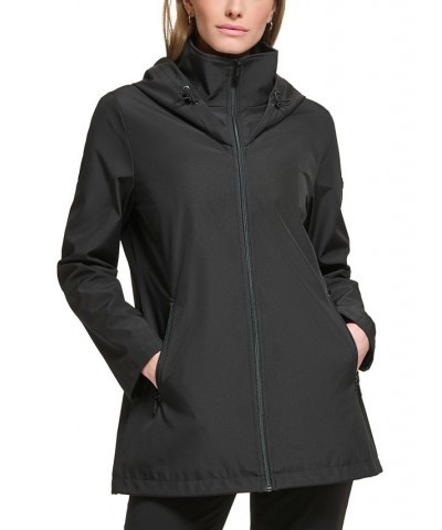 Women's Hooded Raincoat Black $38.54 Coats