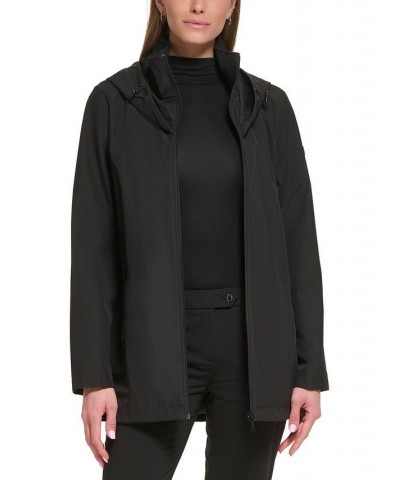 Women's Hooded Raincoat Black $38.54 Coats