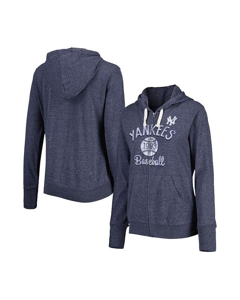 Women's Navy New York Yankees Training Camp Tri-Blend Full-Zip Hoodie Navy $32.80 Sweatshirts