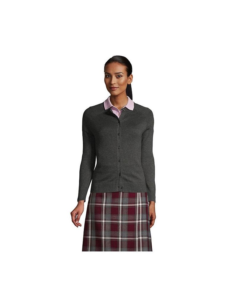 School Uniform Women's Cotton Modal Cardigan Sweater Coal heather $30.57 Sweaters