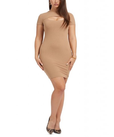 Women's Lana Ribbed-Knit Bodycon Dress Wet Sand $30.27 Dresses