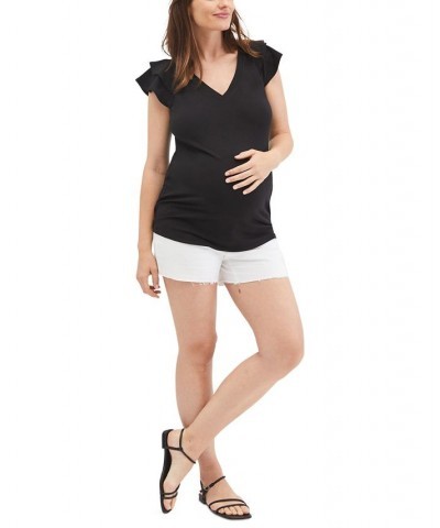 Flutter-Sleeve Maternity Tee Core Black $19.20 Tops