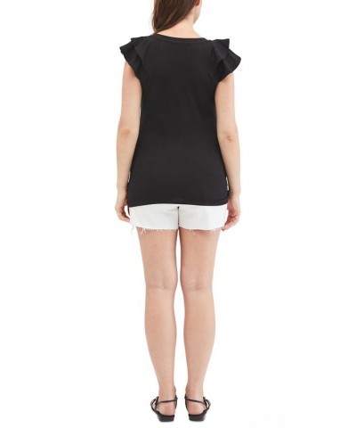 Flutter-Sleeve Maternity Tee Core Black $19.20 Tops