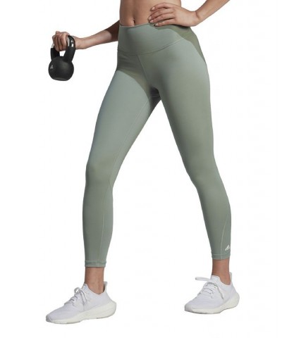 Women's Optime Training High Rise 7/8 Leggings Silver Green $27.95 Pants