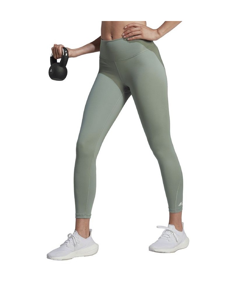 Women's Optime Training High Rise 7/8 Leggings Silver Green $27.95 Pants