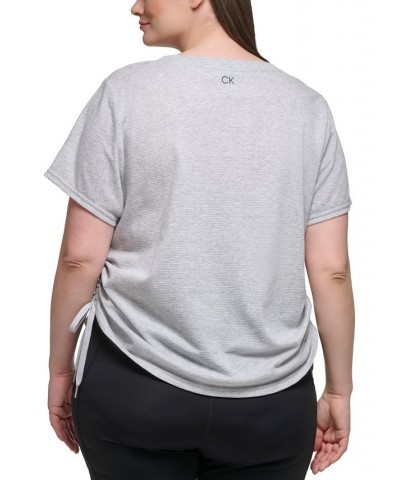 Plus Size Textured Side Ruched T-Shirt Pearl Grey Heather $17.26 Tops