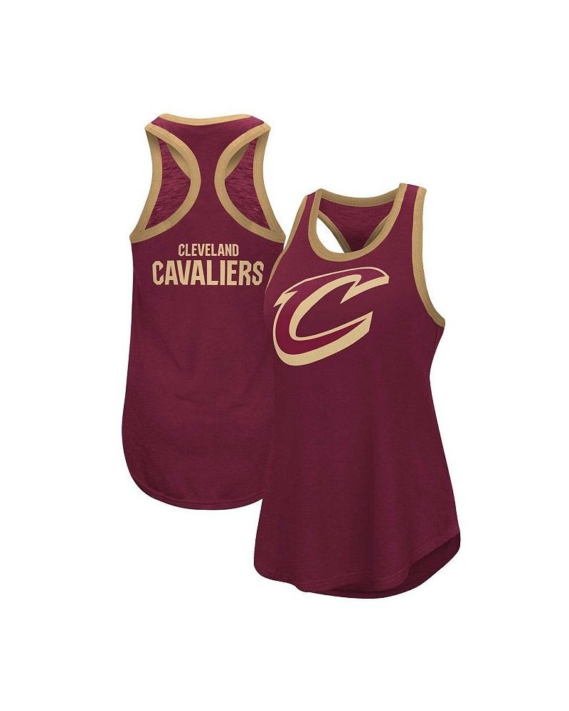 Women's Wine Cleveland Cavaliers Showdown Scoop-Neck Racerback Tank Top Wine $18.40 Tops