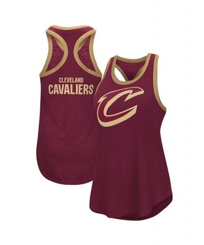 Women's Wine Cleveland Cavaliers Showdown Scoop-Neck Racerback Tank Top Wine $18.40 Tops