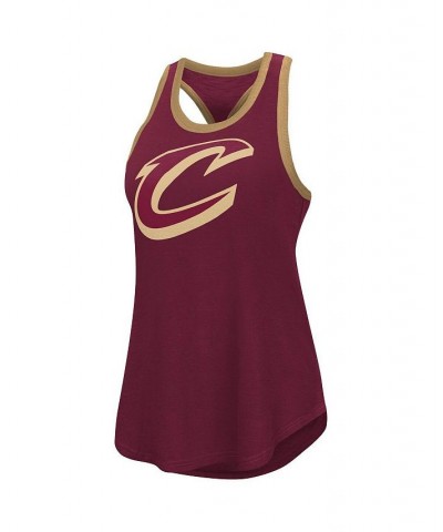 Women's Wine Cleveland Cavaliers Showdown Scoop-Neck Racerback Tank Top Wine $18.40 Tops