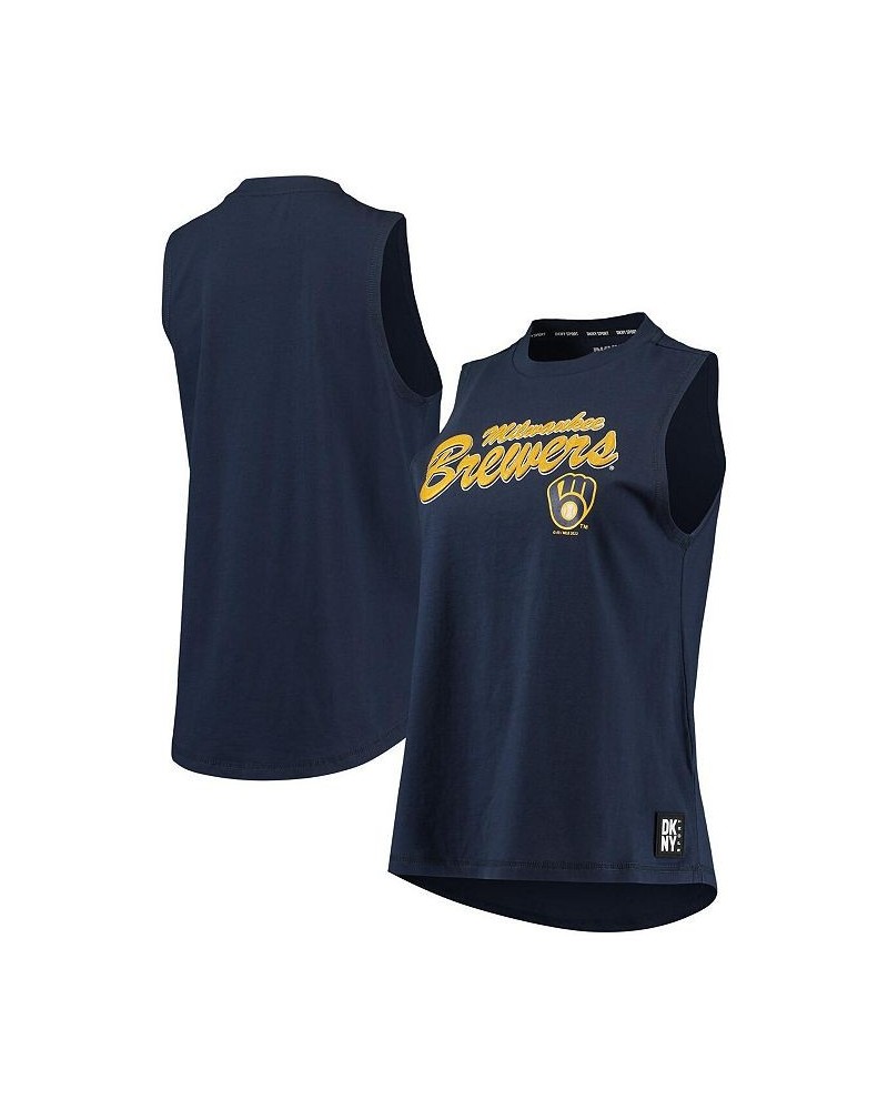 Women's Navy Milwaukee Brewers Marcie Tank Top Navy $30.79 Tops