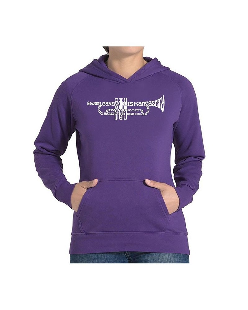 Women's Word Art Hooded Sweatshirt -Trumpet Purple $35.39 Sweatshirts