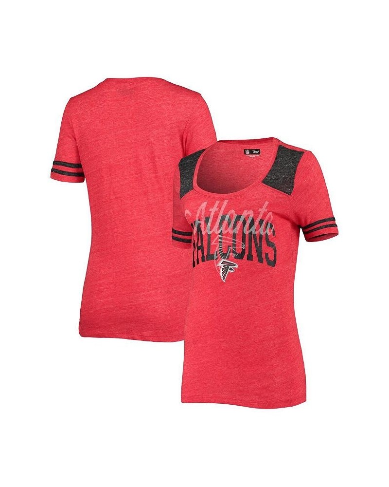 Women's Red Atlanta Falcons Tri-Blend Scoop Neck T-shirt Red $23.84 Tops