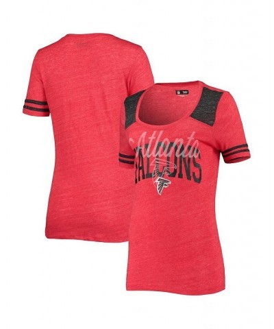 Women's Red Atlanta Falcons Tri-Blend Scoop Neck T-shirt Red $23.84 Tops