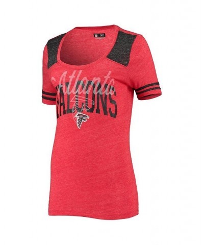 Women's Red Atlanta Falcons Tri-Blend Scoop Neck T-shirt Red $23.84 Tops