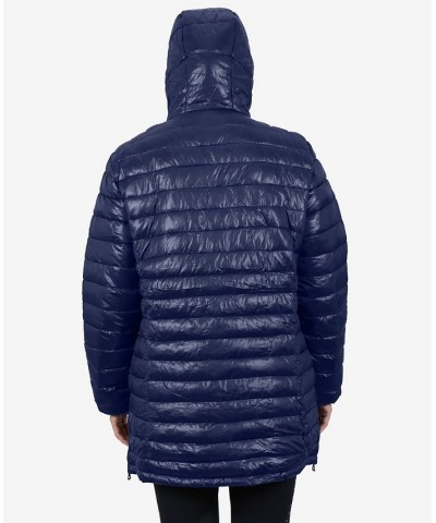 Women's Quilted Long Puffer Coat Blue $34.56 Coats