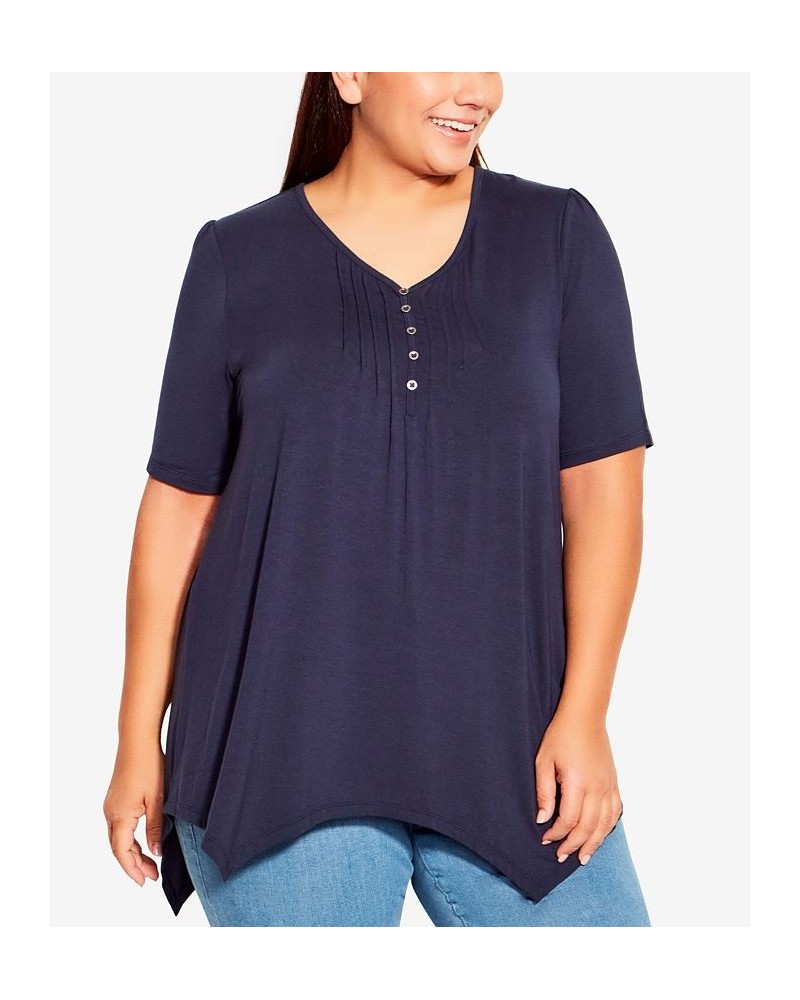 Plus Size Sharkbite V-neck Top Blue $31.27 Tops