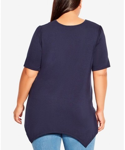 Plus Size Sharkbite V-neck Top Blue $31.27 Tops