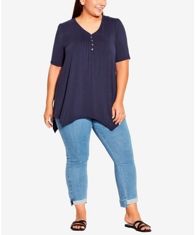 Plus Size Sharkbite V-neck Top Blue $31.27 Tops