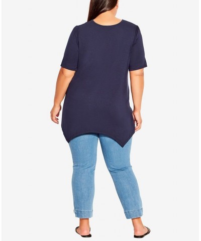 Plus Size Sharkbite V-neck Top Blue $31.27 Tops