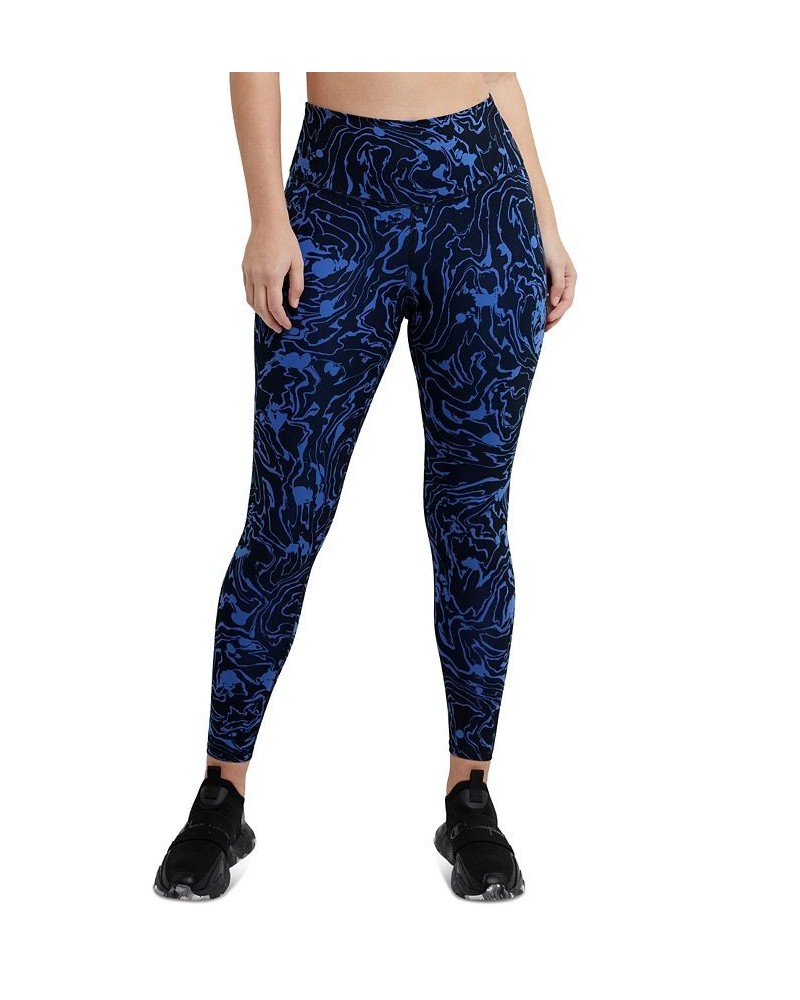 Women's Sport Soft Touch Printed 7/8 Leggings Marble Wave Black $33.00 Pants