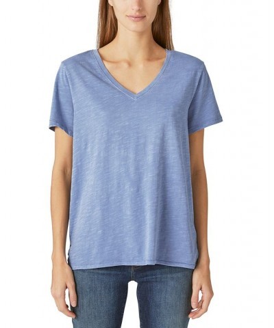 Women's Cotton V-Neck Tee Silver Pink $14.71 Tops