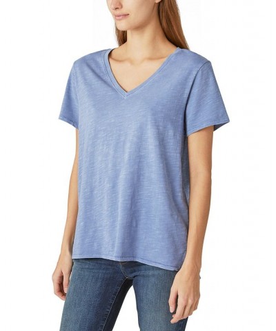 Women's Cotton V-Neck Tee Silver Pink $14.71 Tops