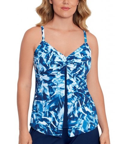 Women's Knotted Flyaway Tankini Denim Leaves $40.48 Swimsuits