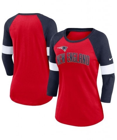 Women's New England Patriots Football Pride Raglan 3/4-Sleeve T-shirt Heather Red, Heather Navy $32.99 Tops