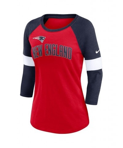 Women's New England Patriots Football Pride Raglan 3/4-Sleeve T-shirt Heather Red, Heather Navy $32.99 Tops