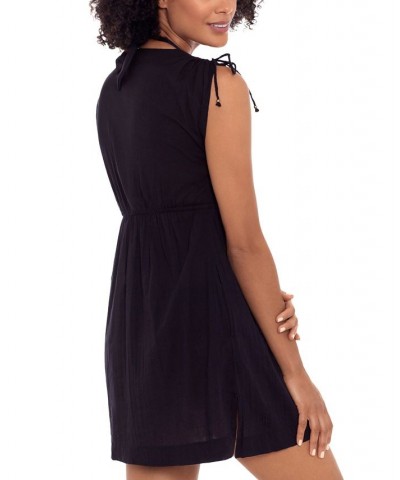 Lauren by Ralph Lauren Crushed Farrah Swim Cover-Up Dress Black $50.76 Swimsuits